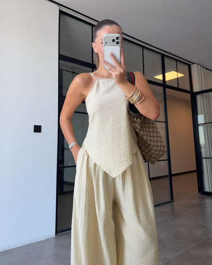 Strappy Asymmetric Blouse & Şalvar Pants Set