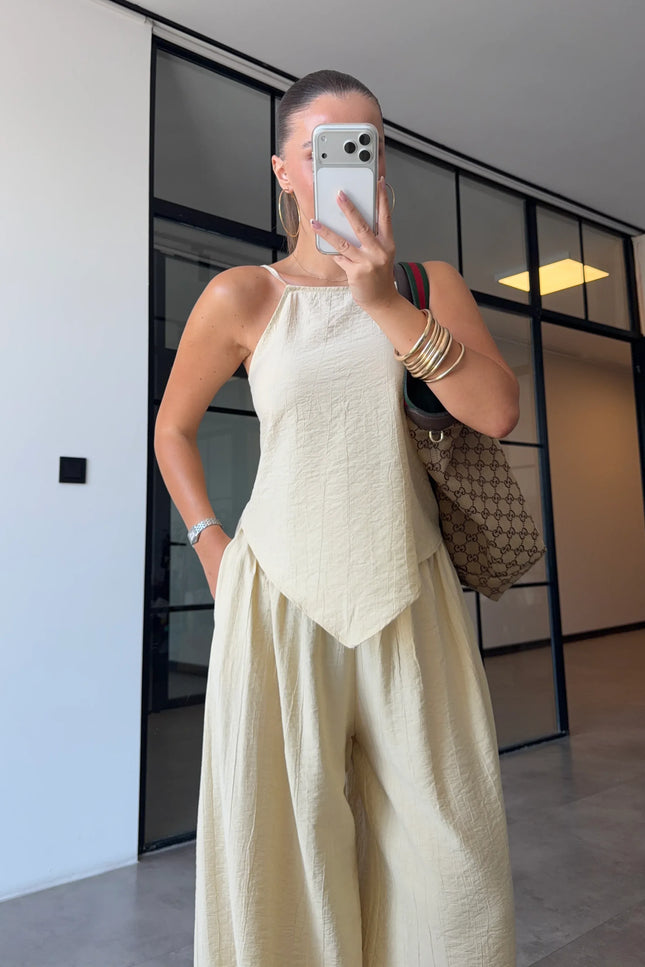 Strappy Asymmetric Blouse & Şalvar Pants Set