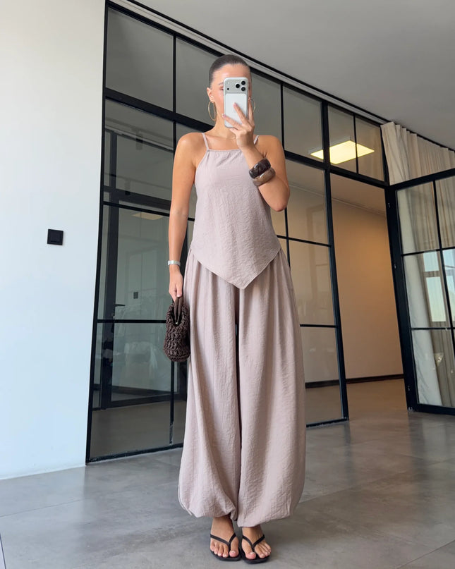 Strappy Asymmetric Blouse & Şalvar Pants Set