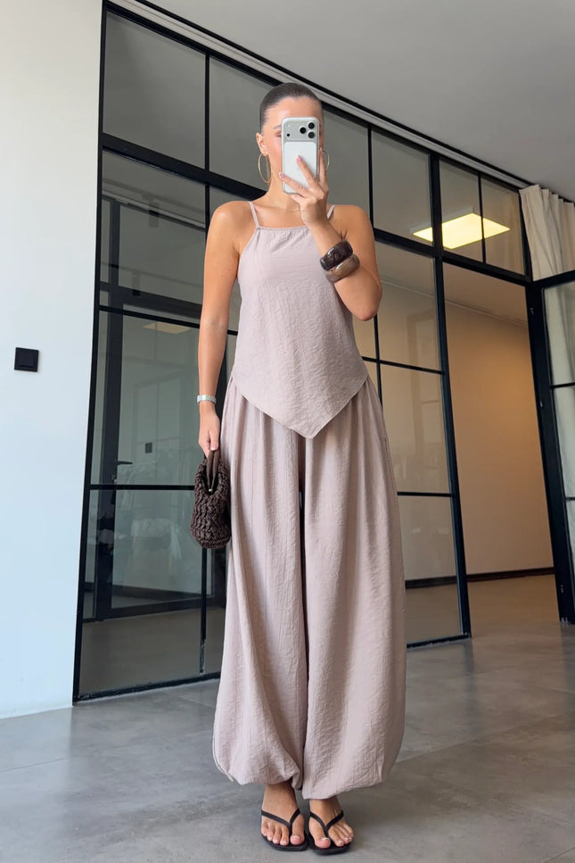 Strappy Asymmetric Blouse & Şalvar Pants Set