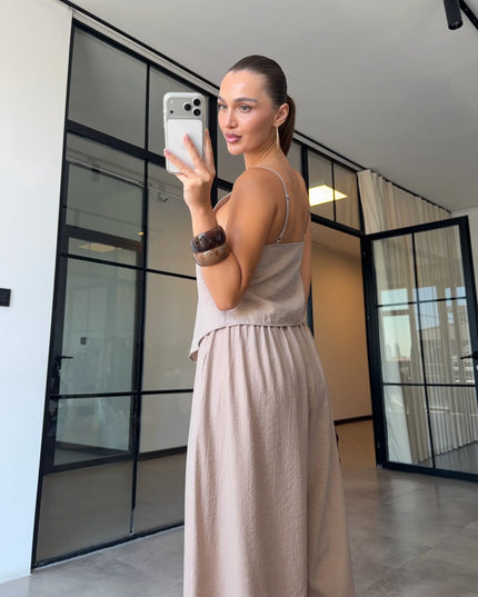 Strappy Asymmetric Blouse & Şalvar Pants Set