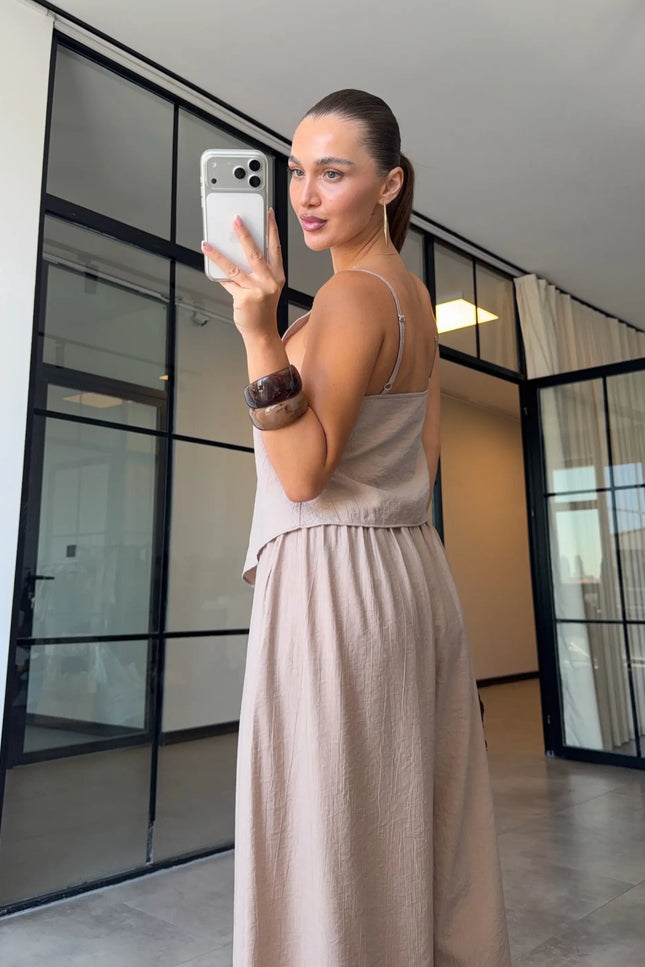 Strappy Asymmetric Blouse & Şalvar Pants Set