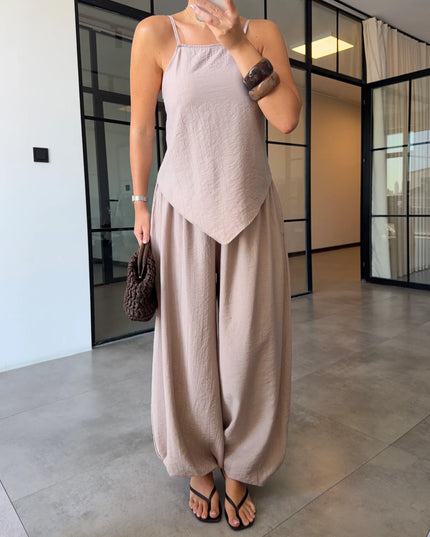 Strappy Asymmetric Blouse & Şalvar Pants Set