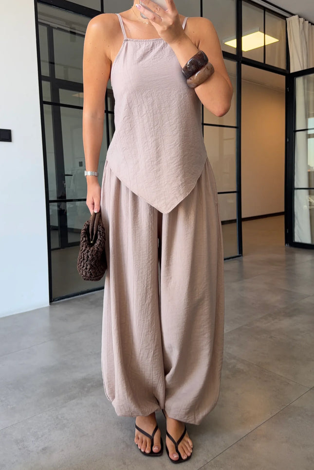Strappy Asymmetric Blouse & Şalvar Pants Set
