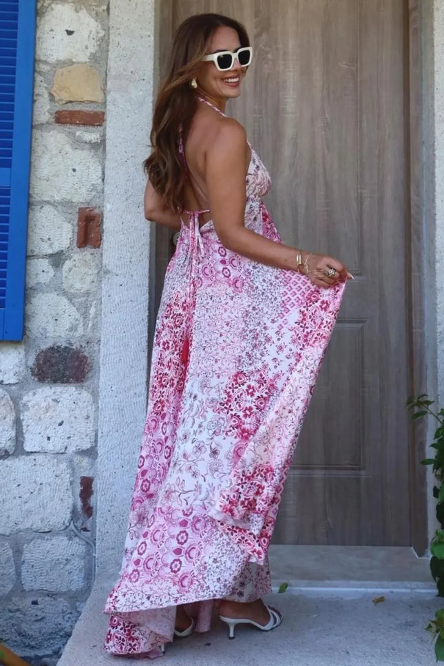 Mandy V-Neck Tie Detail Dress