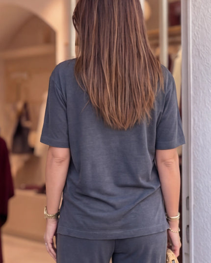 Camelia V-Neck T-Shirt & Wide-Leg Pants Set