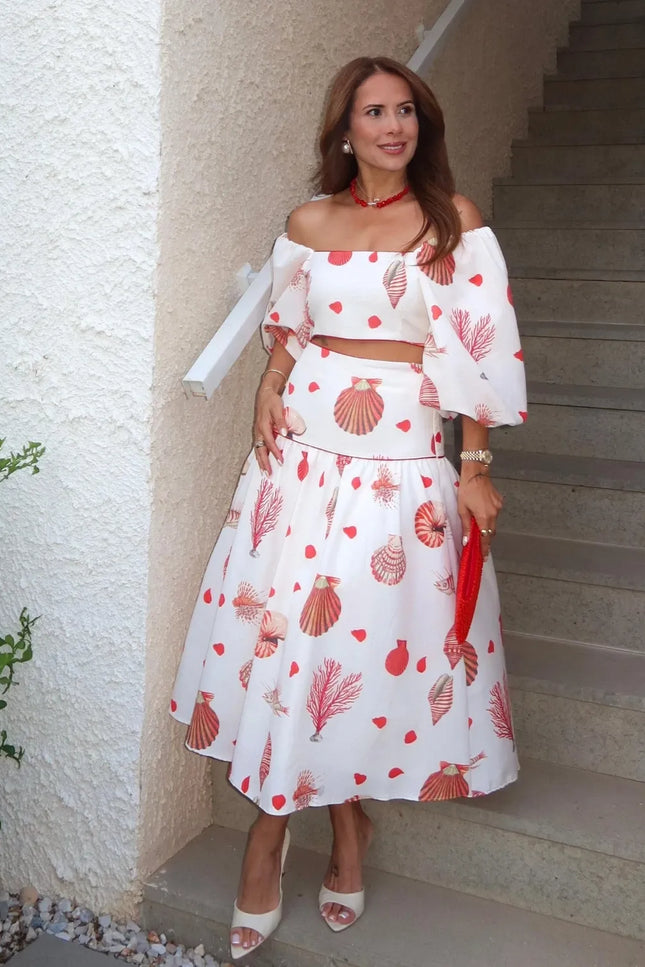 Mandy Balloon Sleeve Blouse & Skirt Set