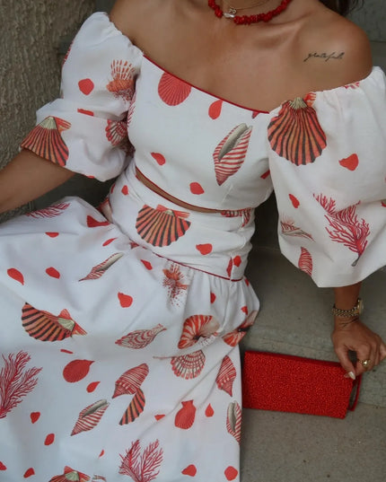 Mandy Balloon Sleeve Blouse & Skirt Set
