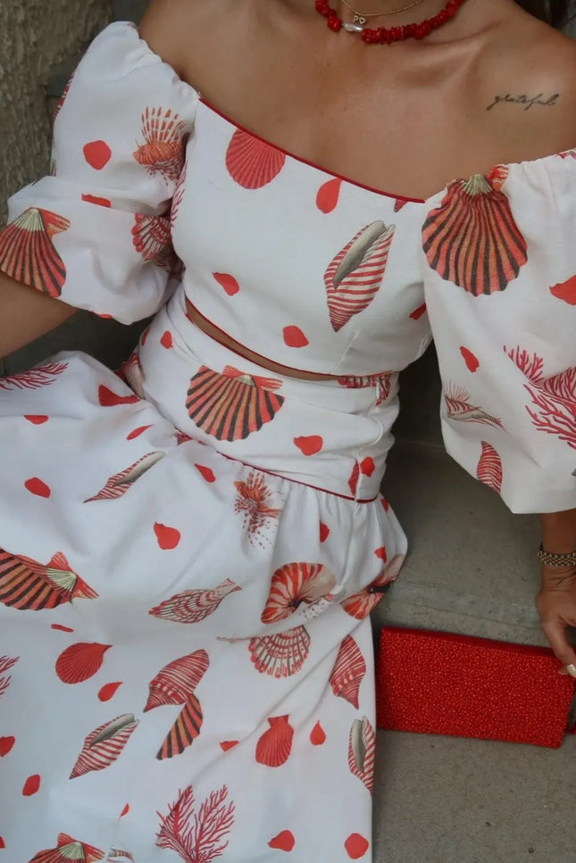 Mandy Balloon Sleeve Blouse & Skirt Set