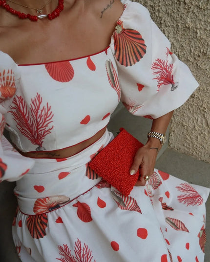 Mandy Balloon Sleeve Blouse & Skirt Set