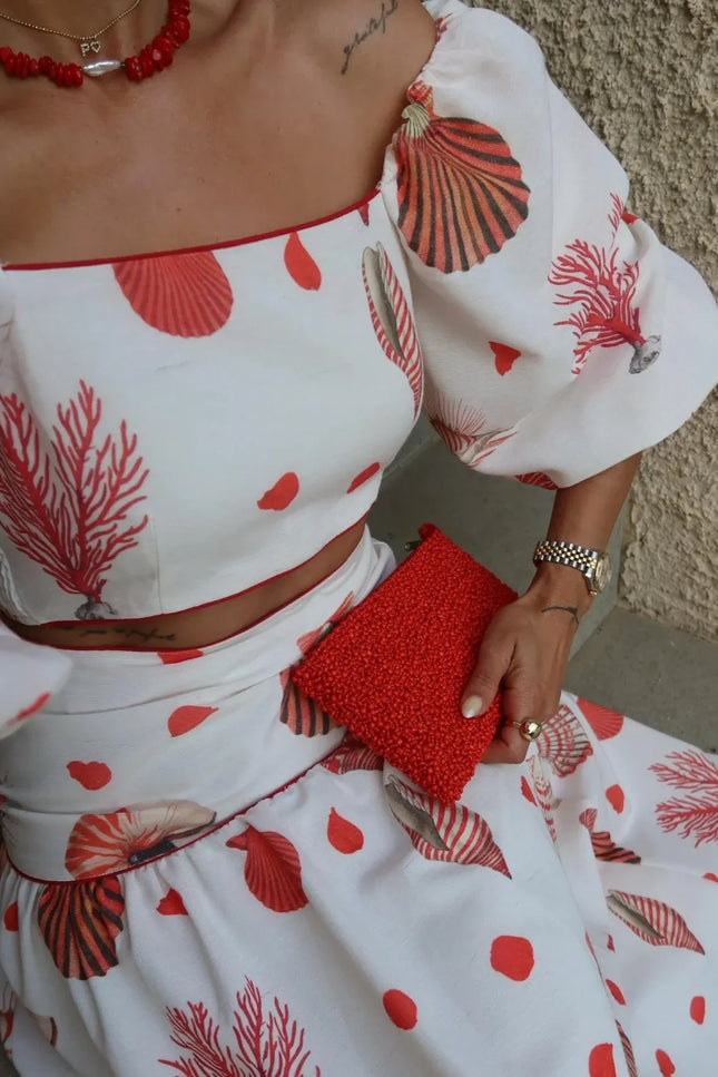 Mandy Balloon Sleeve Blouse & Skirt Set