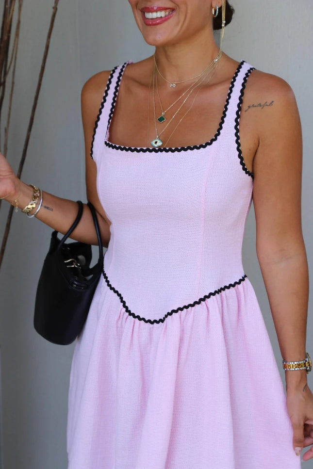 Evan Lace Detail Linen Dress