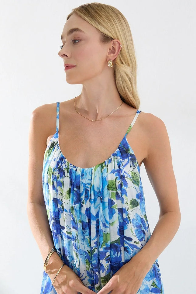 Floral Pattern Strappy Lined Dress