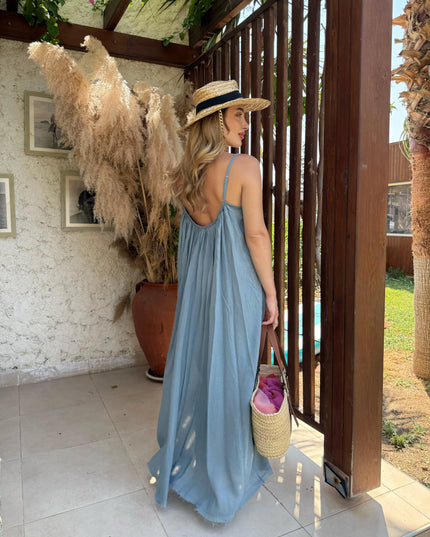 Melissa Strappy Ruched Natural Dress