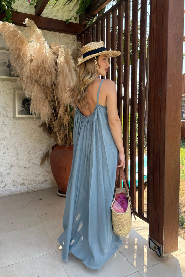 Melissa Strappy Ruched Natural Dress