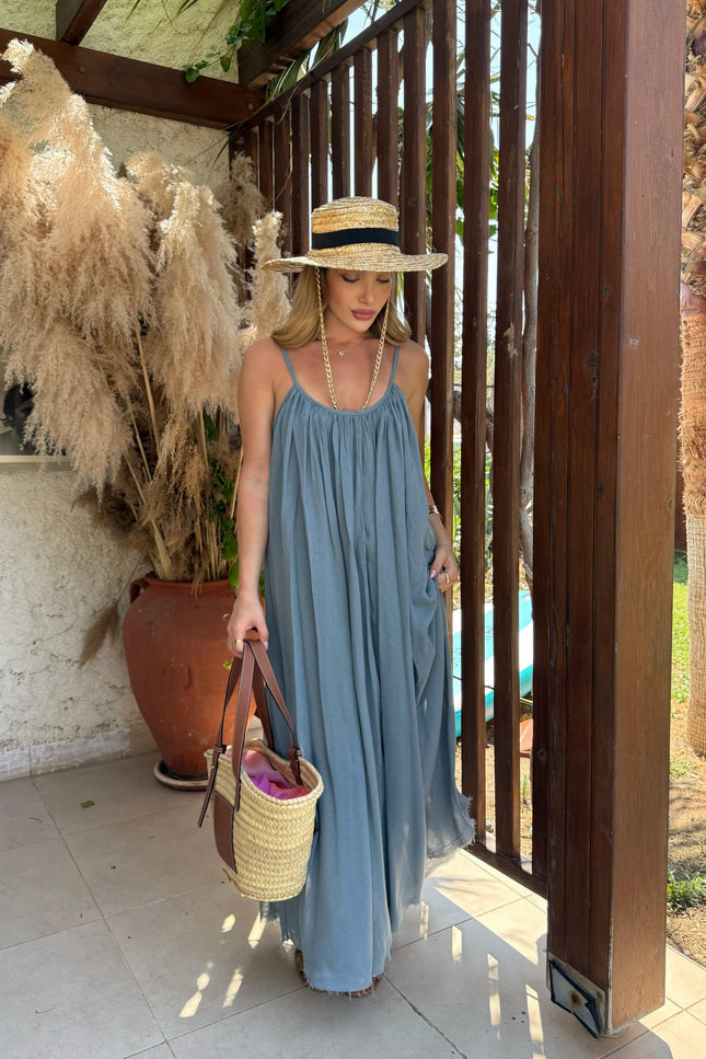 Melissa Strappy Ruched Natural Dress