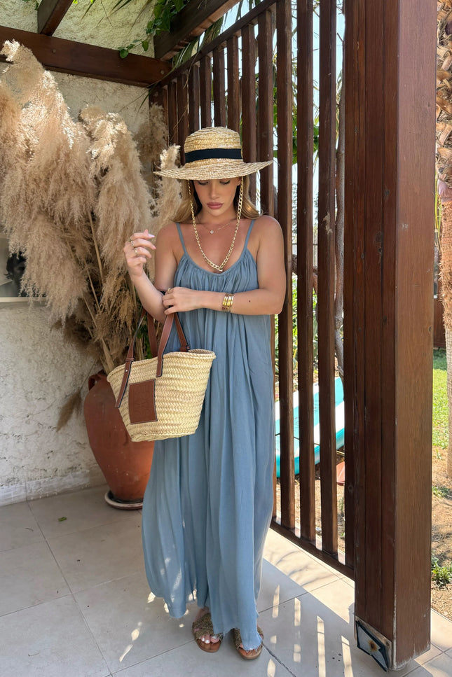 Melissa Strappy Ruched Natural Dress
