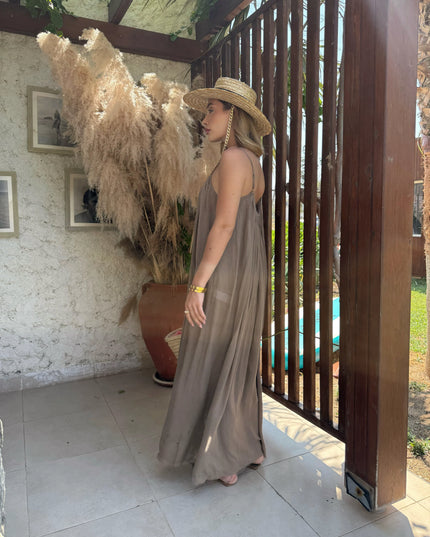 Melissa Strappy Ruched Natural Dress