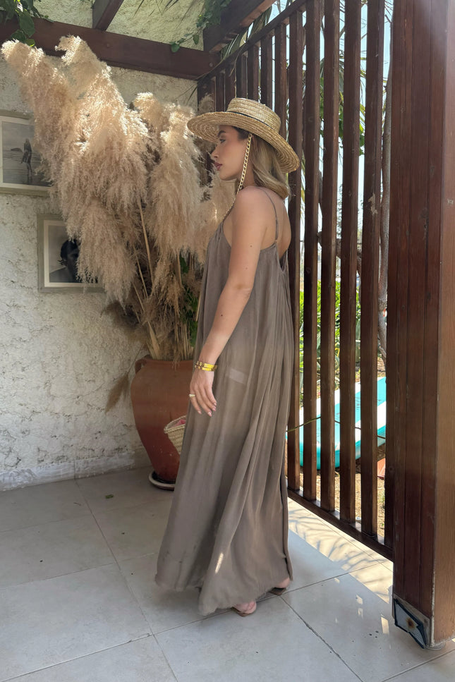 Melissa Strappy Ruched Natural Dress