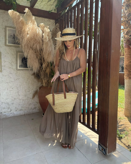 Melissa Strappy Ruched Natural Dress