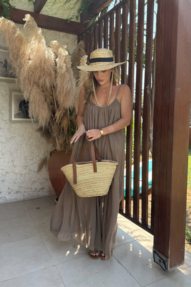 Melissa Strappy Ruched Natural Dress