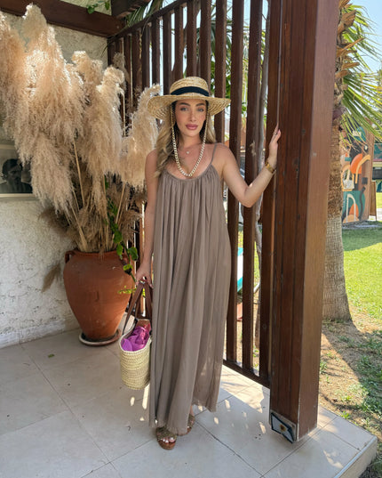 Melissa Strappy Ruched Natural Dress