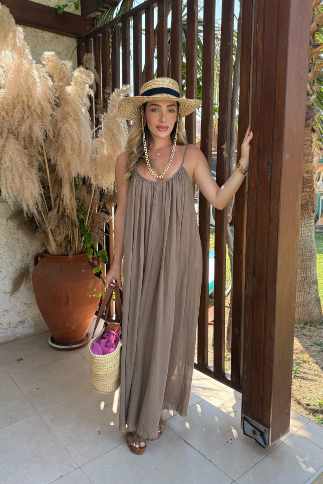 Melissa Strappy Ruched Natural Dress