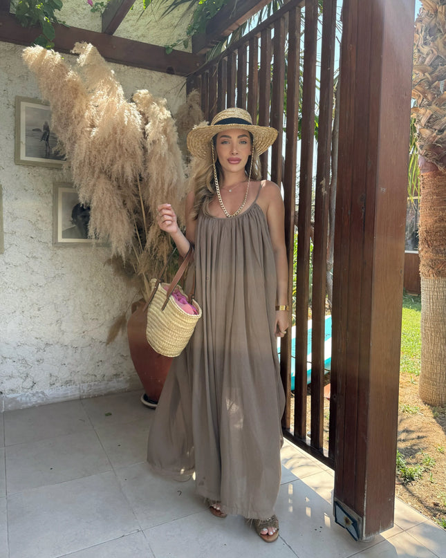 Melissa Strappy Ruched Natural Dress