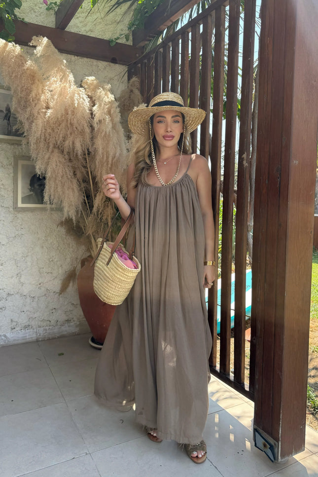 Melissa Strappy Ruched Natural Dress