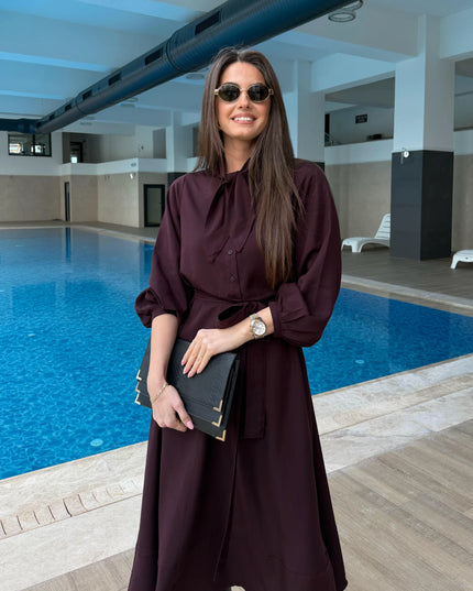 Rima Dress with Flare - Burgundy