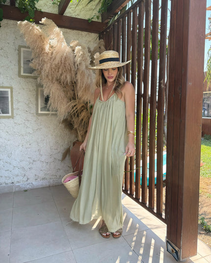 Melissa Strappy Ruched Natural Dress