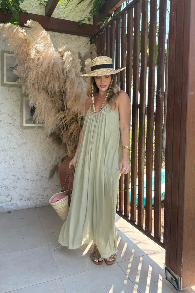 Melissa Strappy Ruched Natural Dress