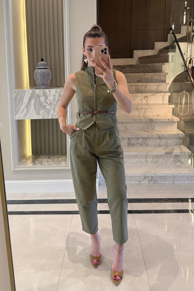 Victoria Belted Vest and Trousers Set