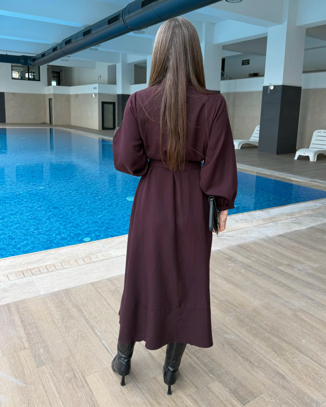 Rima Dress with Flare - Burgundy