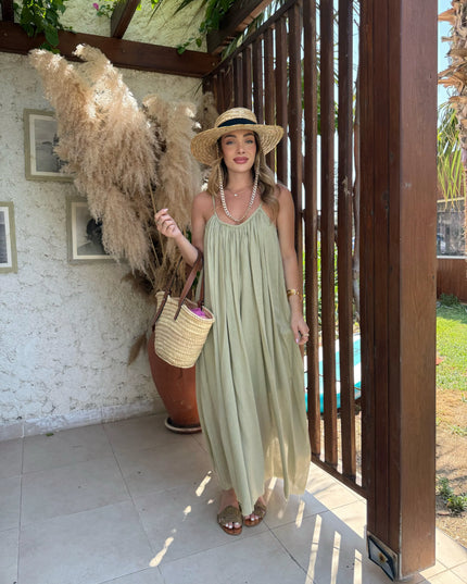Melissa Strappy Ruched Natural Dress
