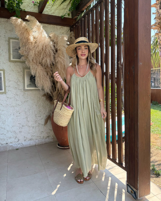 Melissa Strappy Ruched Natural Dress