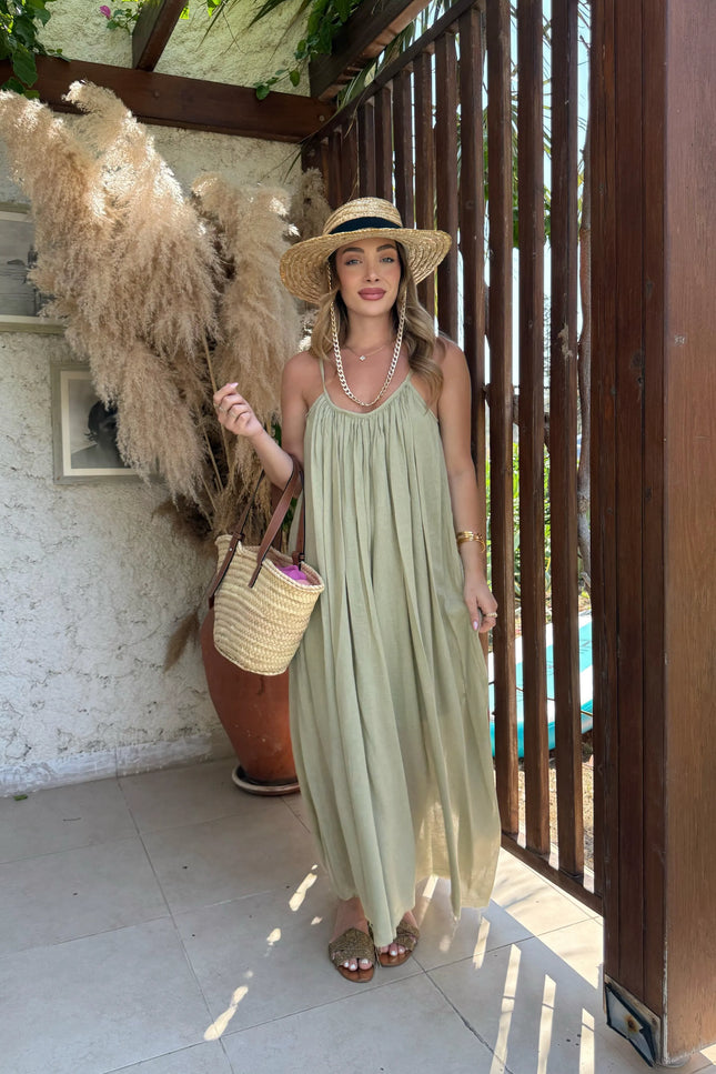 Melissa Strappy Ruched Natural Dress
