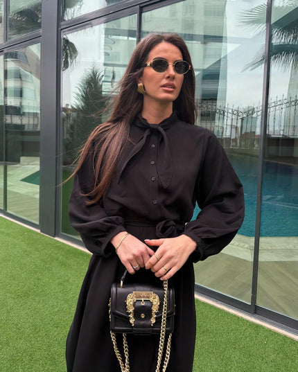 Rima Dress with Flare - Black