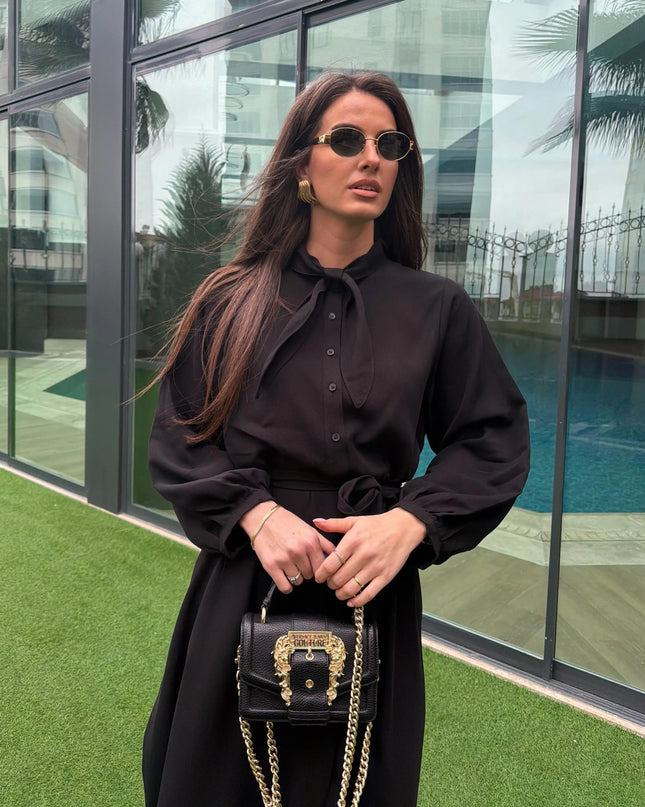 Rima Dress with Flare - Black