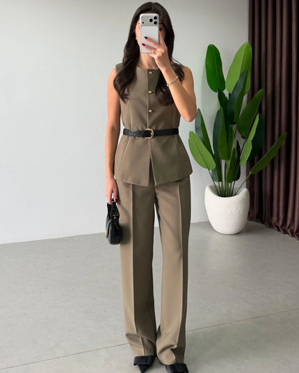 Bestia Belted Vest and Trousers Set