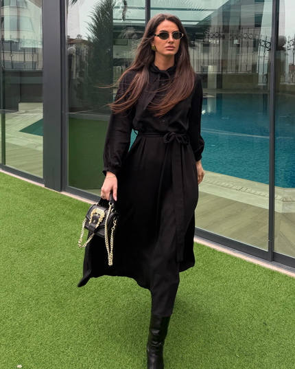 Rima Dress with Flare - Black