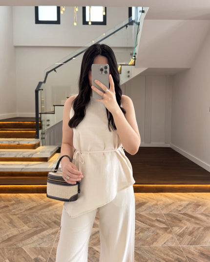 Tana Asymmetric Blouse and Pants Set