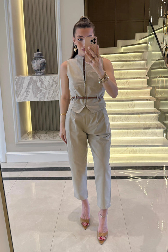 Victoria Belted Vest and Trousers Set