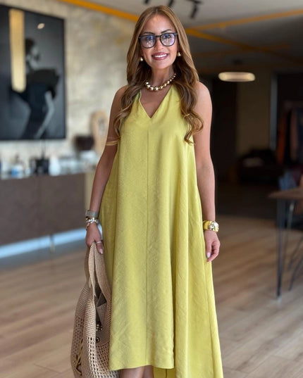 Erika V-Neck Sleeveless Asymmetrical Modal Tencel Dress
