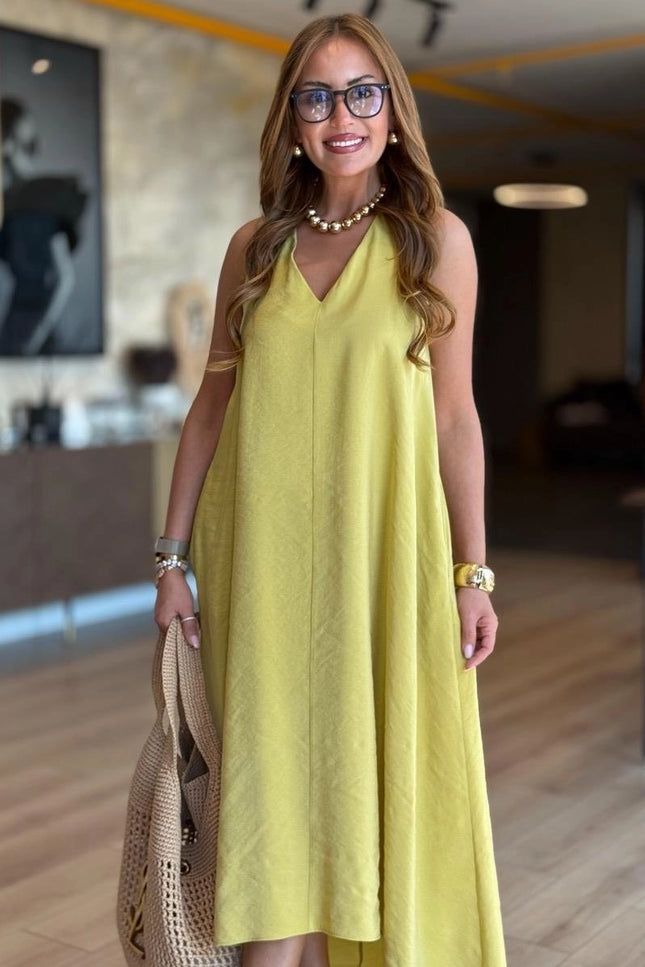 Erika V-Neck Sleeveless Asymmetrical Modal Tencel Dress
