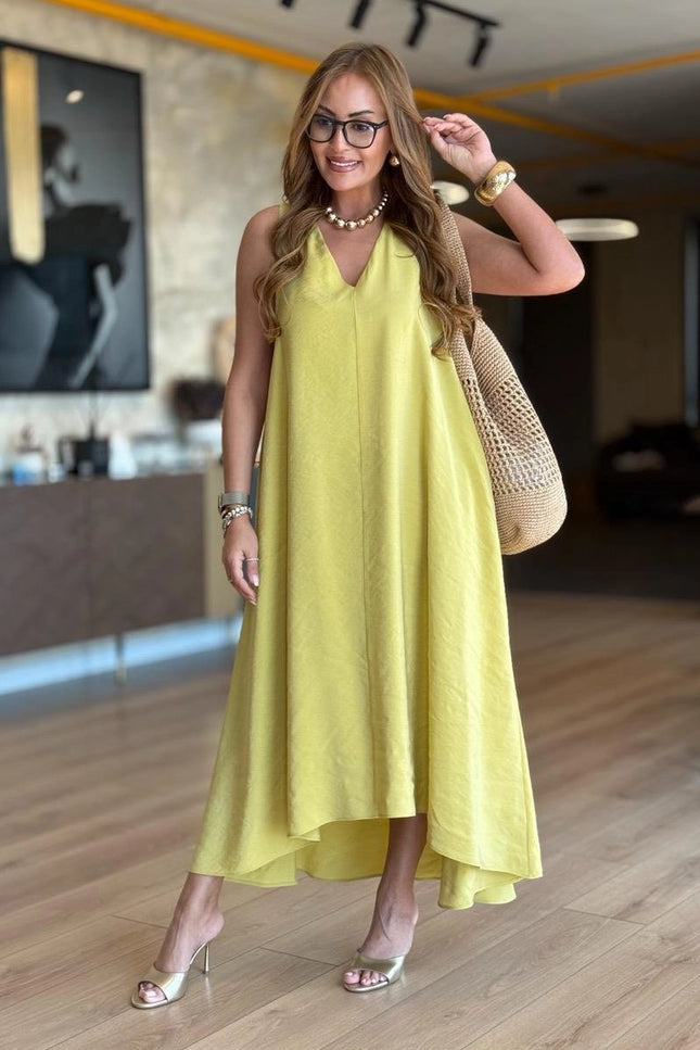 Erika V-Neck Sleeveless Asymmetrical Modal Tencel Dress