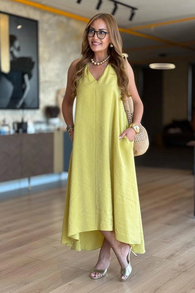 Erika V-Neck Sleeveless Asymmetrical Modal Tencel Dress