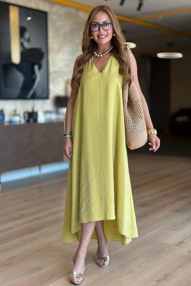 Erika V-Neck Sleeveless Asymmetrical Modal Tencel Dress