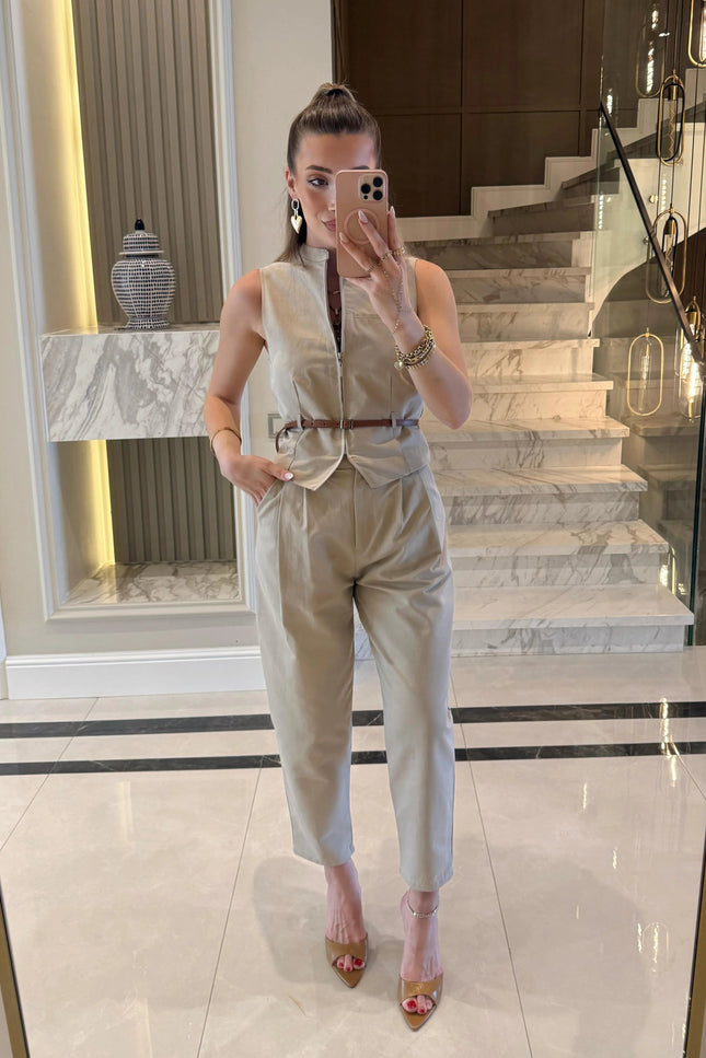 Victoria Belted Vest and Trousers Set