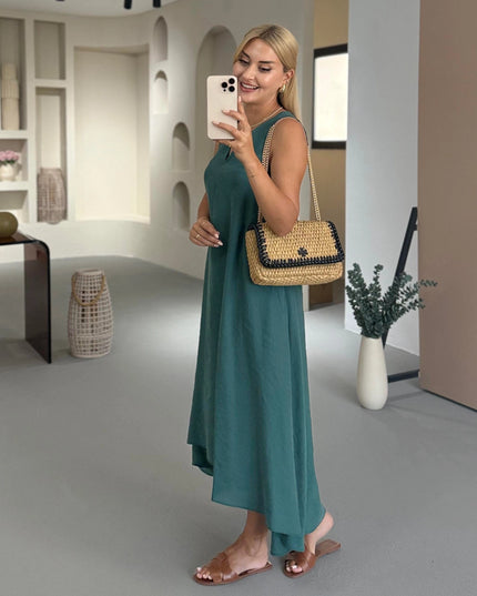 Erika V-Neck Sleeveless Asymmetrical Modal Tencel Dress